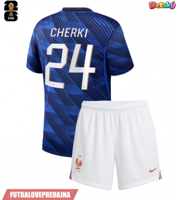 Lacne Dětský Futbalové dres Francúzsko Rayan Cherki #24 MS 2026 Krátky Rukáv - Domáci (+ trenírky)